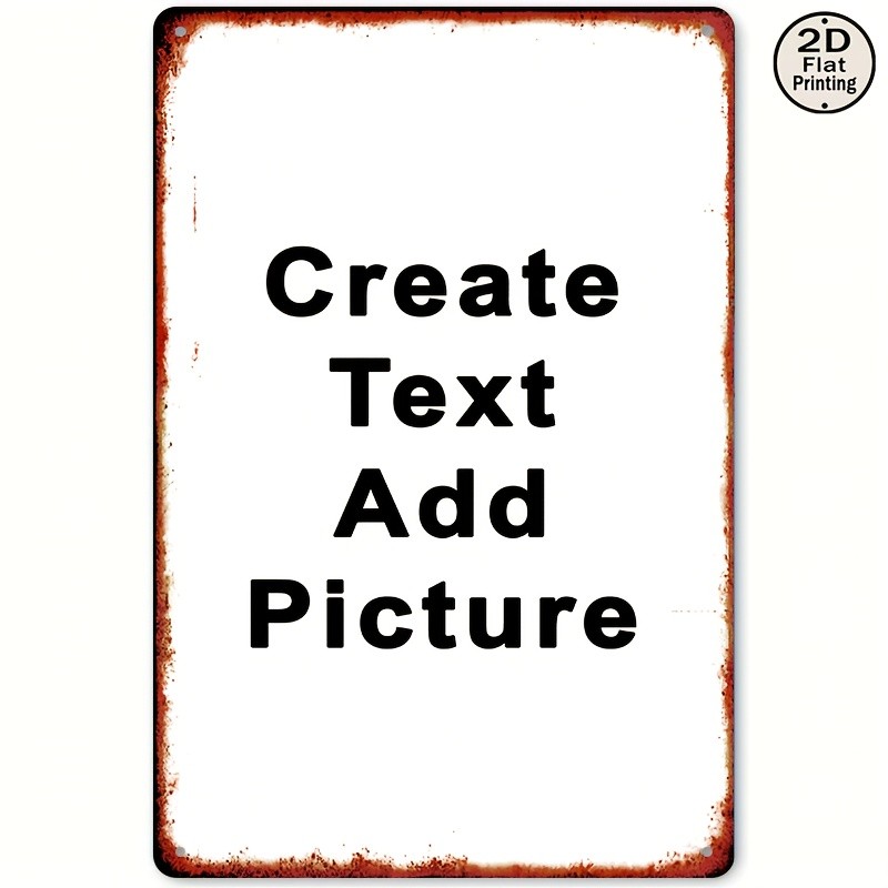 2D Flat Customizable Rustic Vintage Metal Wall Plaque Personalized Text/Image ↗