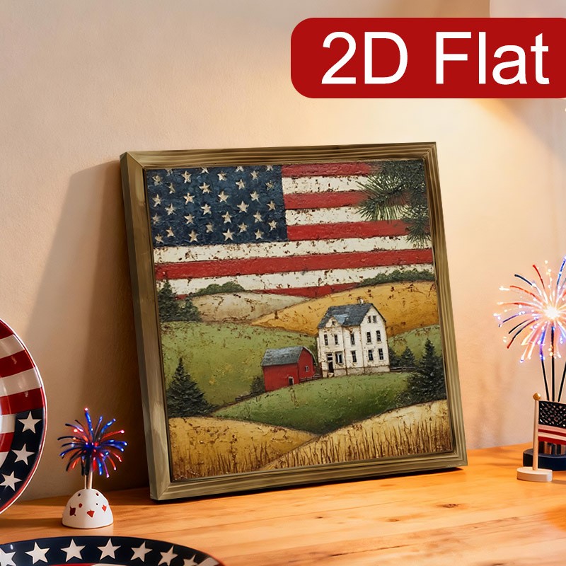 Farmhouse Country American Flag Wooden Plaque Living Room Wall Decoration Gift