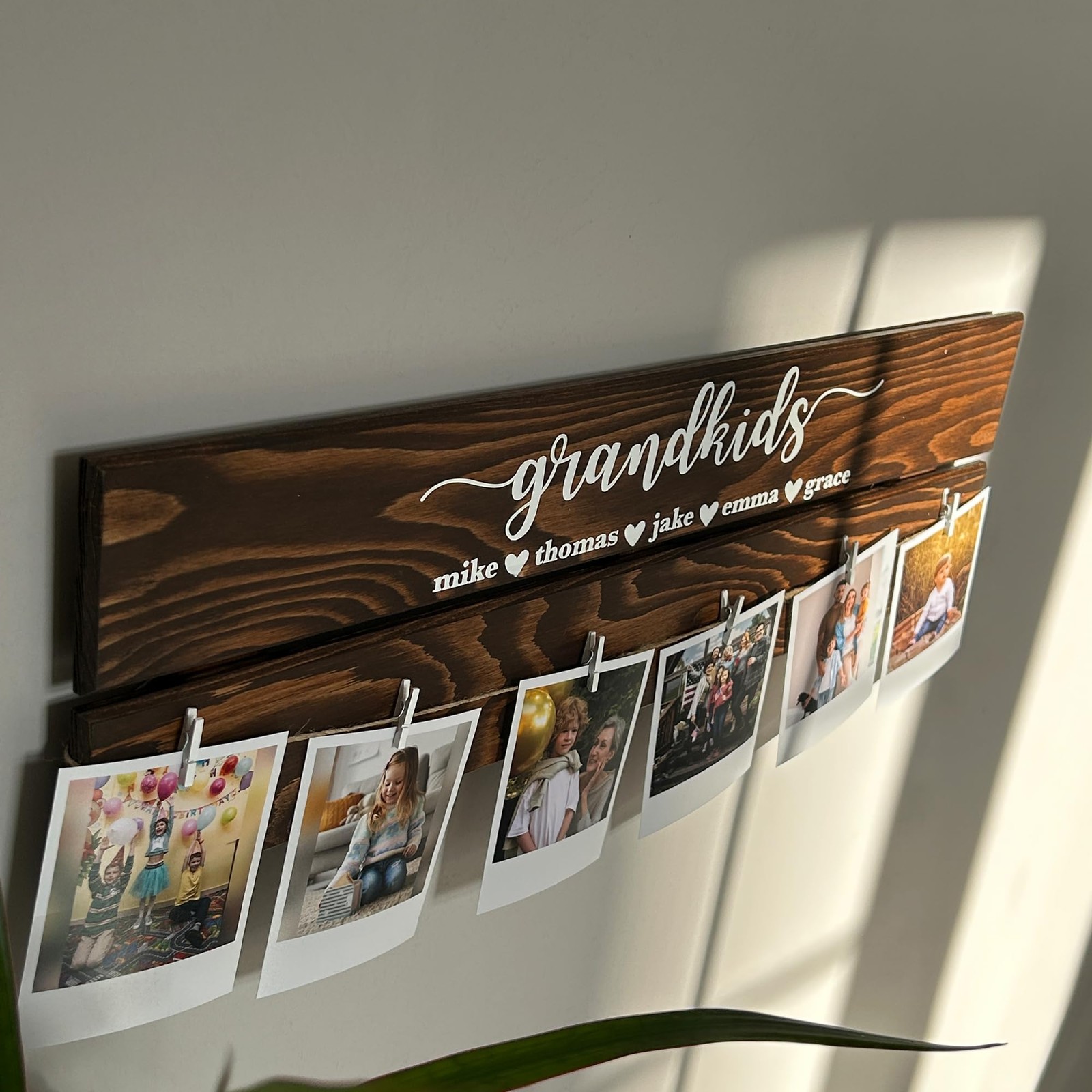 Custom Family Photo Display, Solid Wood – Custom Grandparent Gift