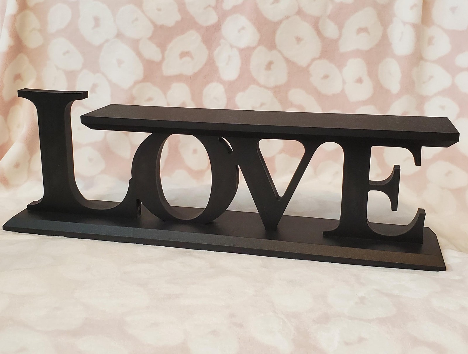 WOOD SIGN/SHELVE FOR HOME DECOR «LOVE»-BLACK-WALL OR FREE STANDING-UNIQUE PIECE