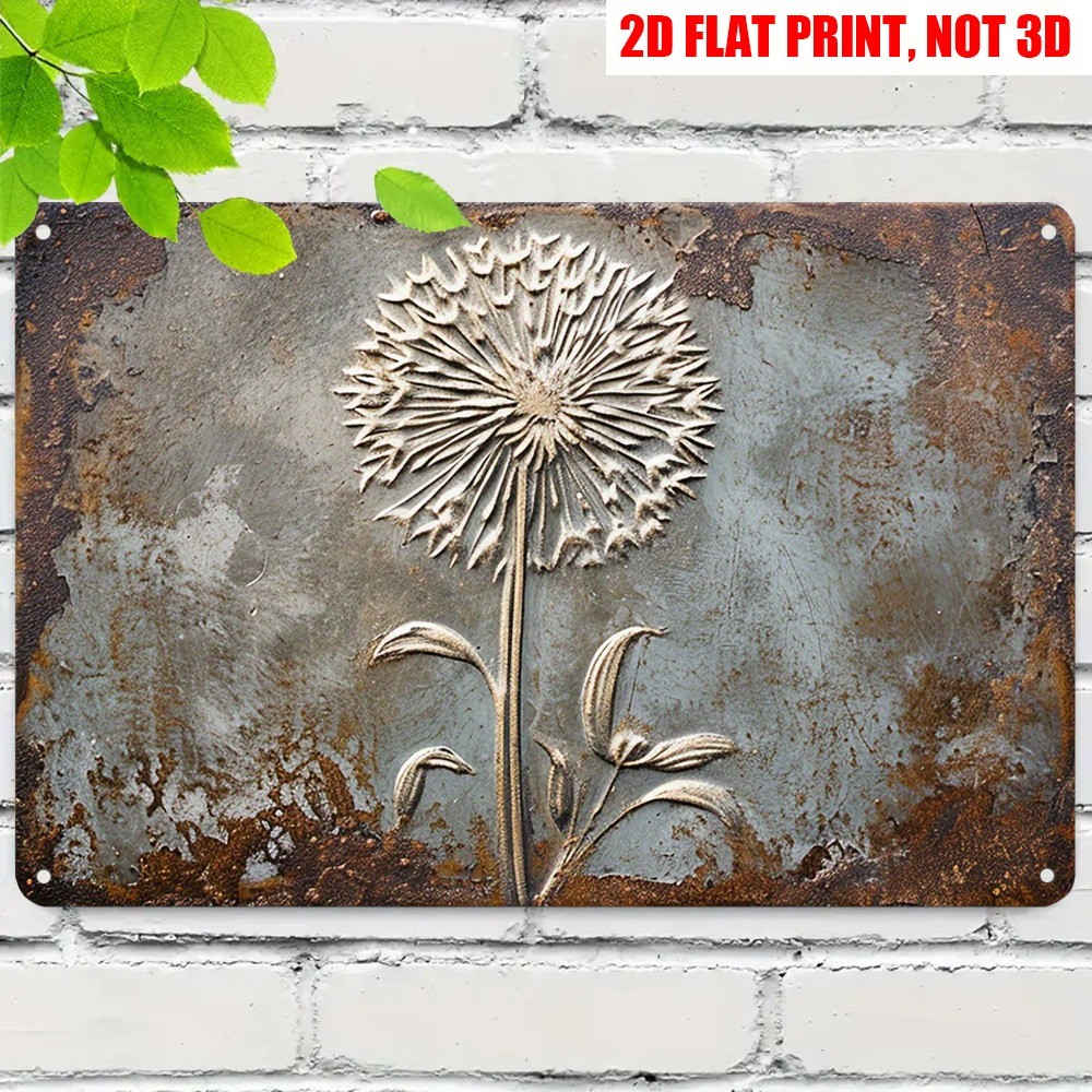 Vintage Dandelion Metal Tin Signs Rustic Floral Wall Art Decor Gym Cafe Garage