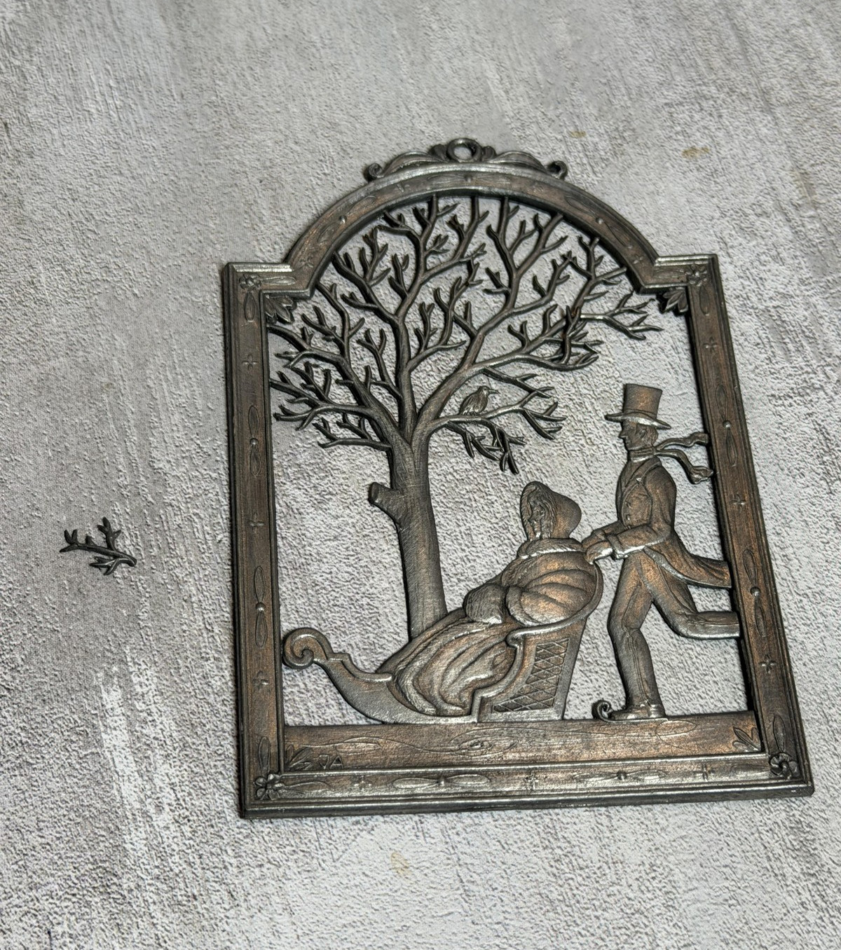 Wilhelm Schweizer Diessen Unpainted Pewter Ornament Ice Skating Victorian German