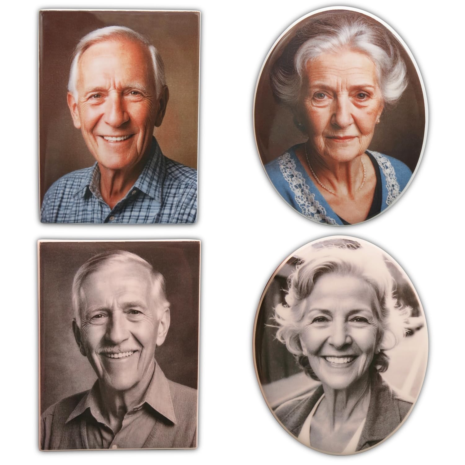 Custom Porcelain Memorial Photo Oval Headstone Grave Ceramic Plaque Portrait
