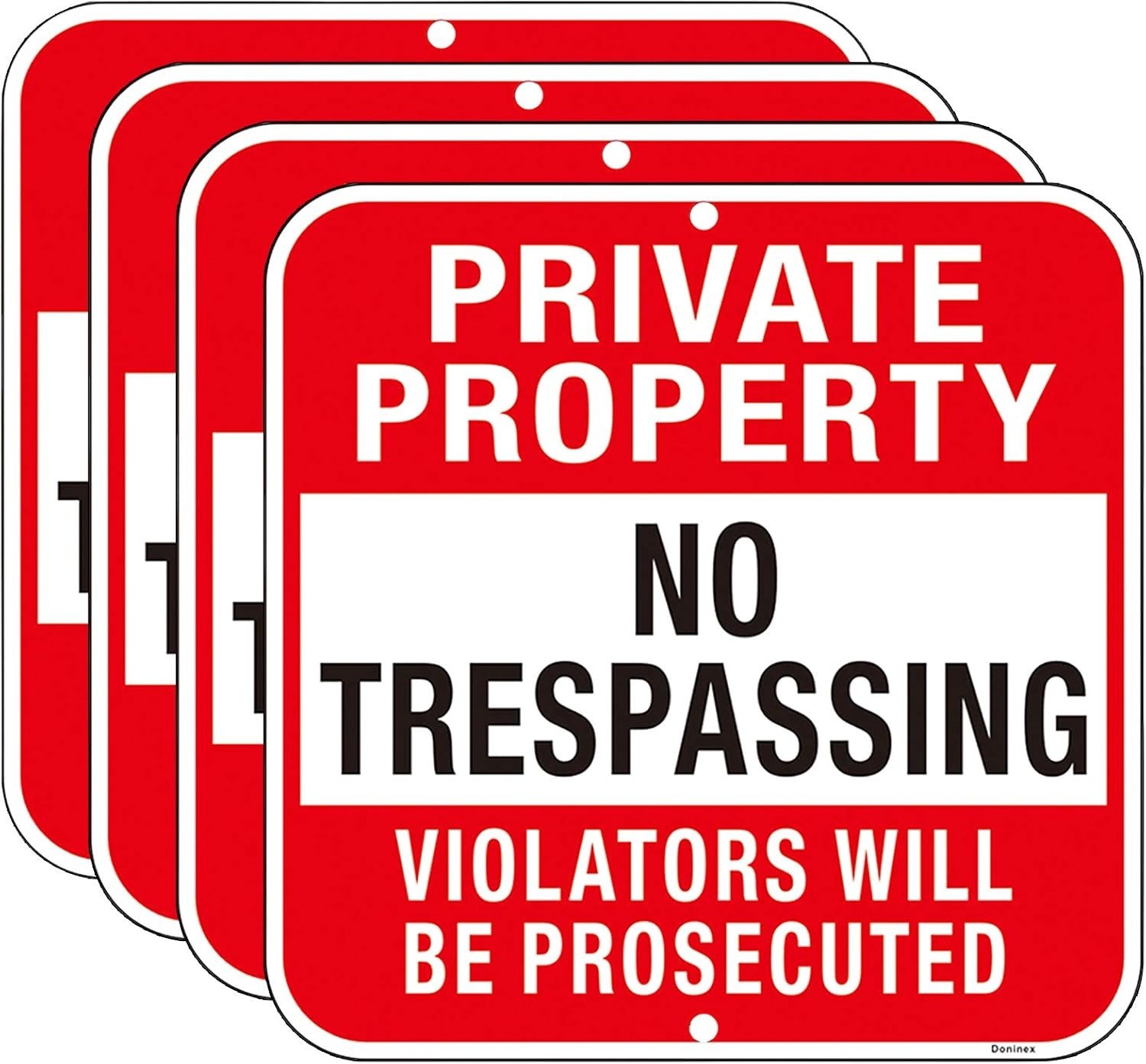 No Trespassing Signs 4 Pack 12×12″ Aluminum Weatherproof Outdoor Private Propert