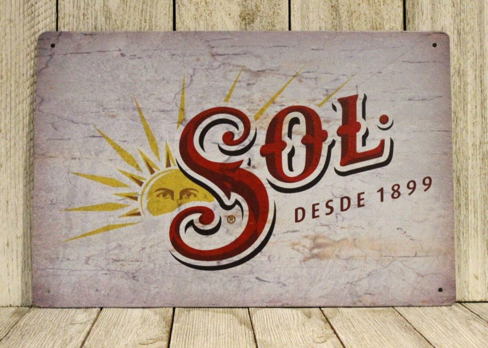 Sol Mexican Beer Tin Metal Sign Bar Restaurant Rustic Vintage Ad Style