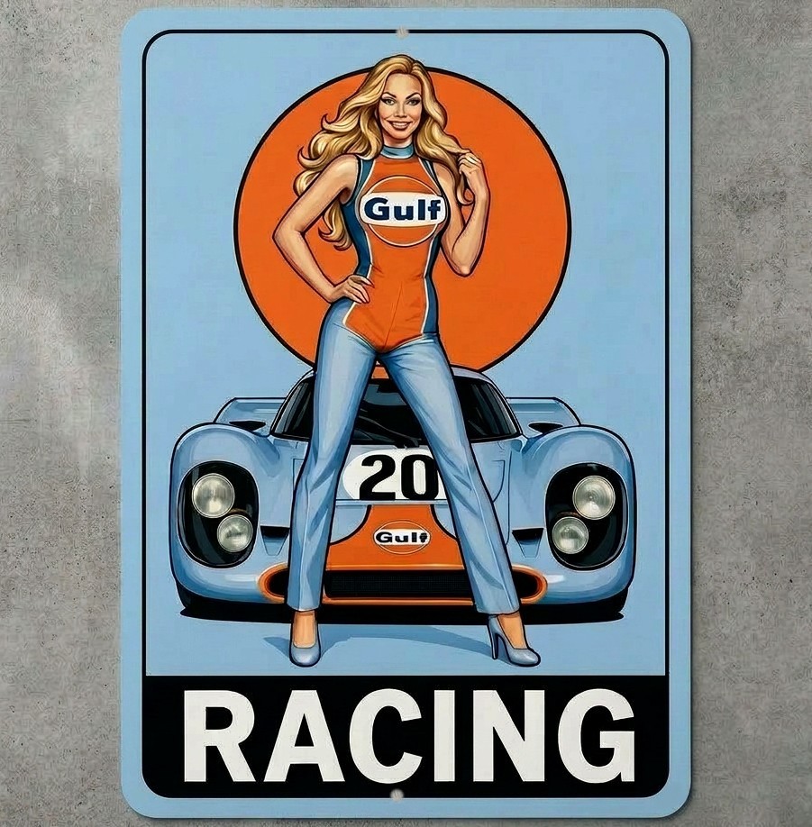 Gulf Racing 12 x 18 Novelty Metal Sign Made In USA New!