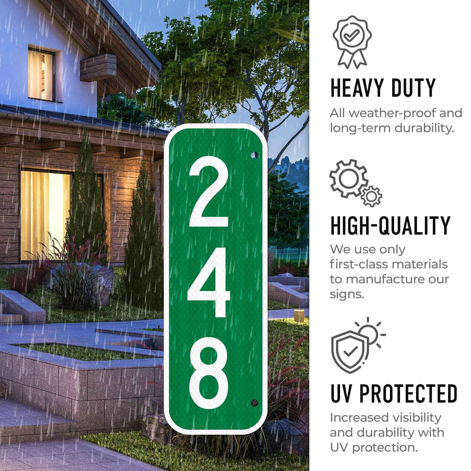 911 Address Sign, Custom Emergency Vertical Mailbox Reflective Sign, Ideal Fo…