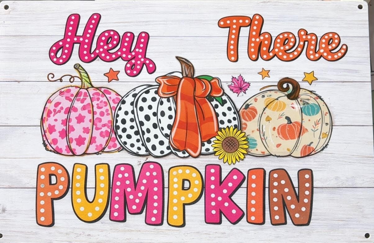 BELLOWDEER Hey There Pumpkin Rustic Wood Hanging Sign Fall Decor 8×10 Inches