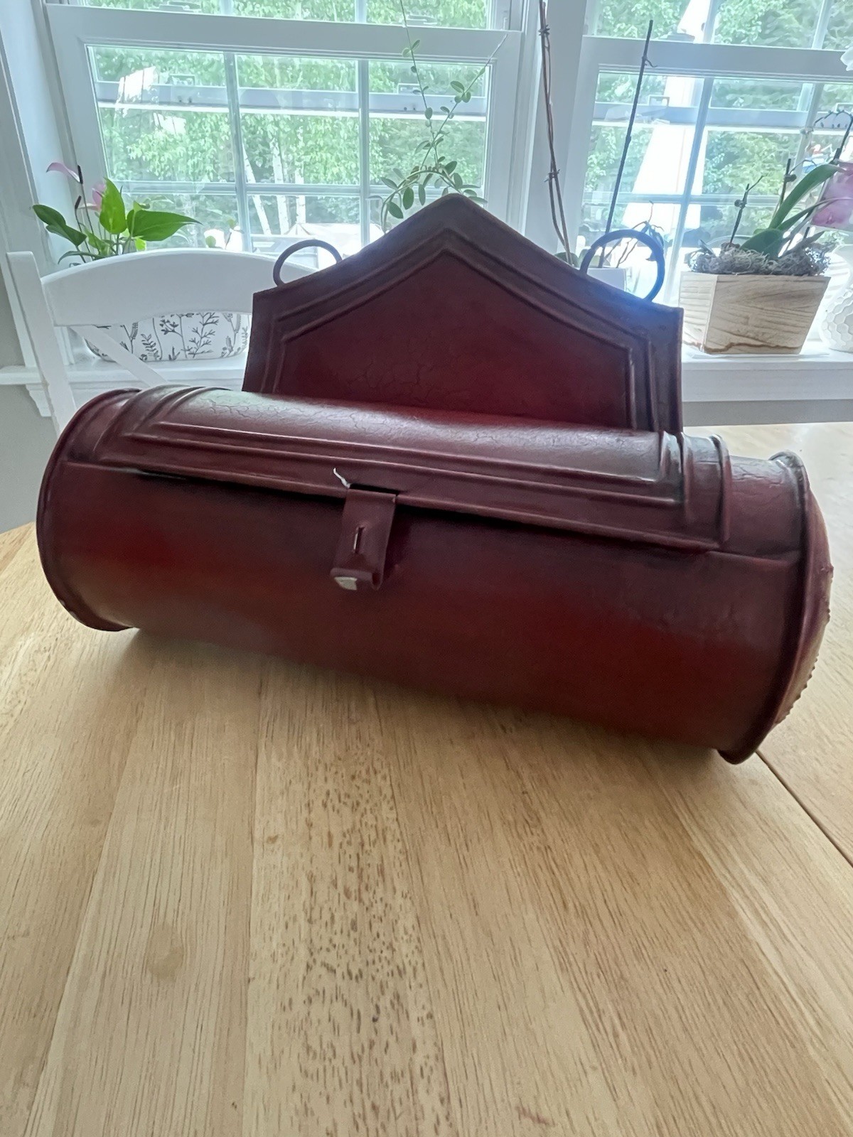 6 1/2 Rustic Red Wall Mount Tinderbox Mail Box Primitive Country Farmhouse Decor