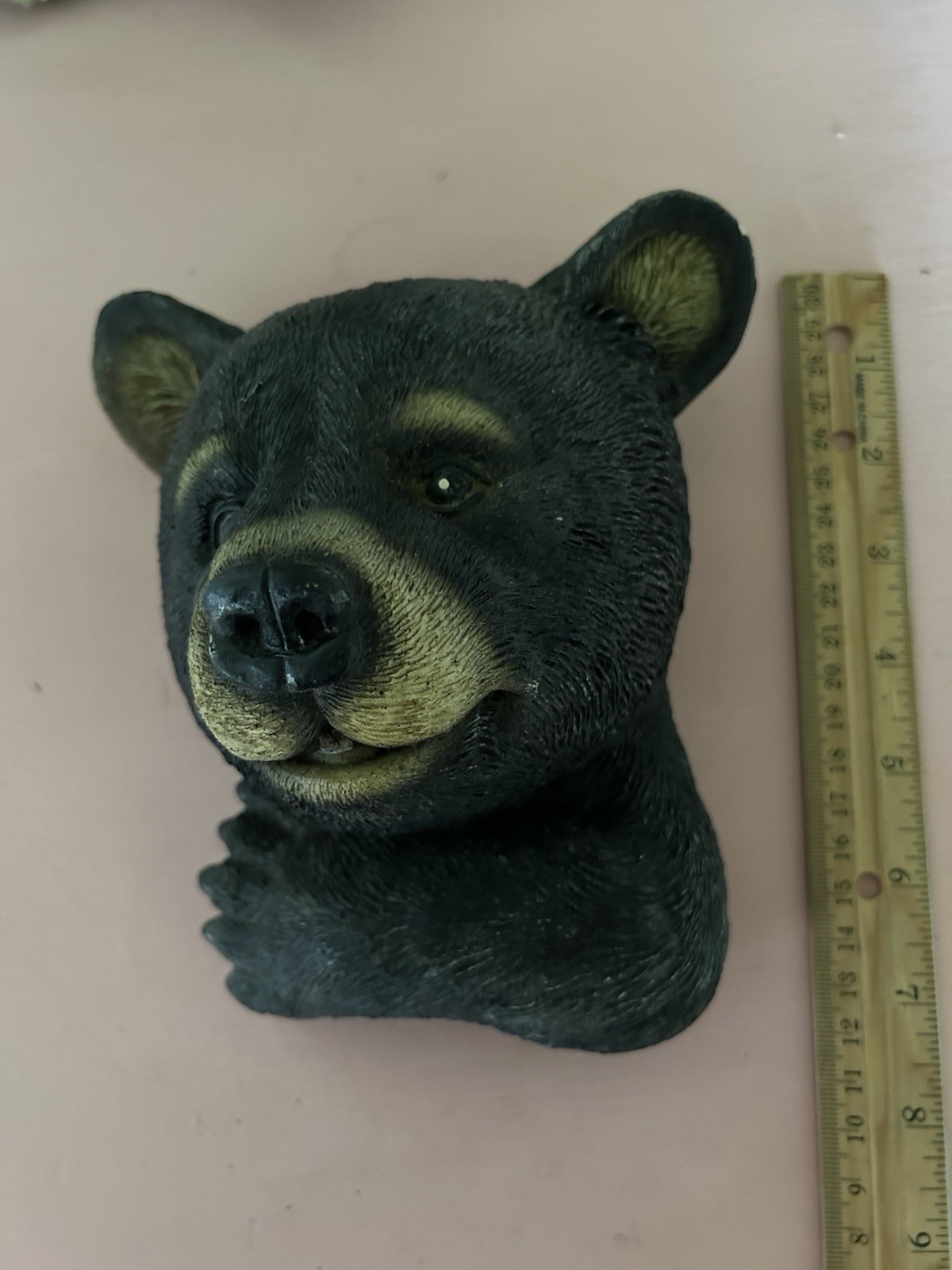 VTG Wall Garden Sculpture Lot of 5 Forest Faces Bear Raccoon Wolf Frog Cat Resin