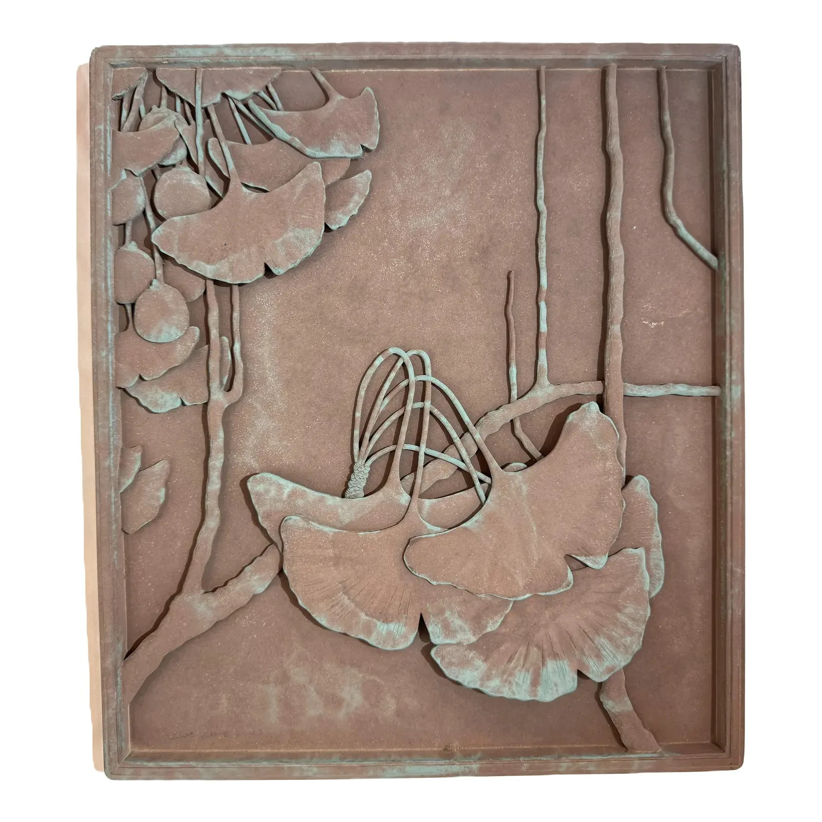 Ginkgo Wall Plaque by Llewellyn — Bronze Toned Relief Artwork 2003