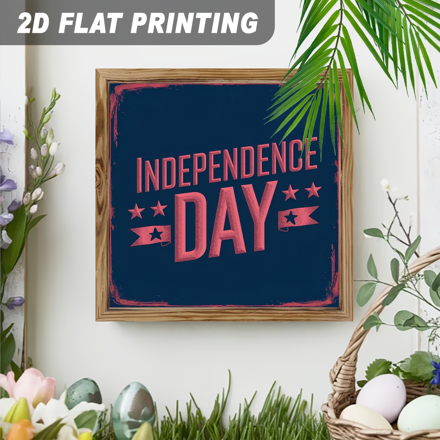 Independence Day Typography Wall Art, Patriotic Holiday Home Decor