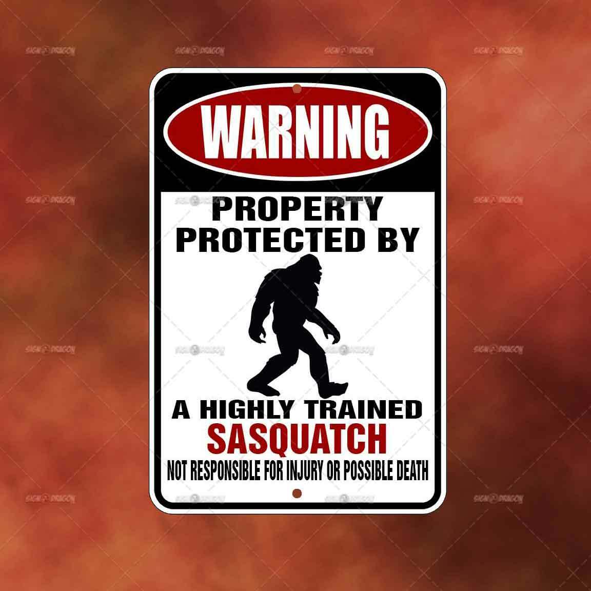 Property Protected Sasquatch Sign funny home room wall art gift decor A2420