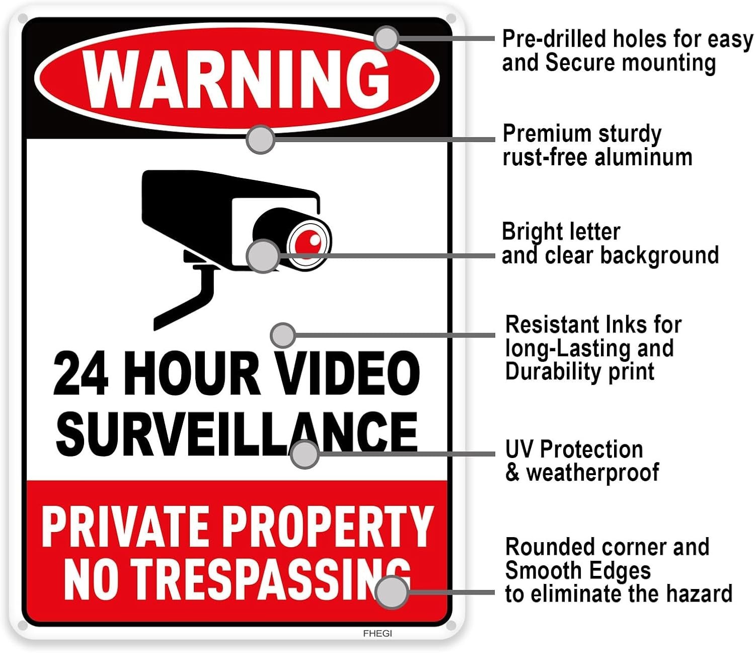 4 Pack Large No Trespassing Signs Private Property, 8×12 Inch Rust Free Aluminum