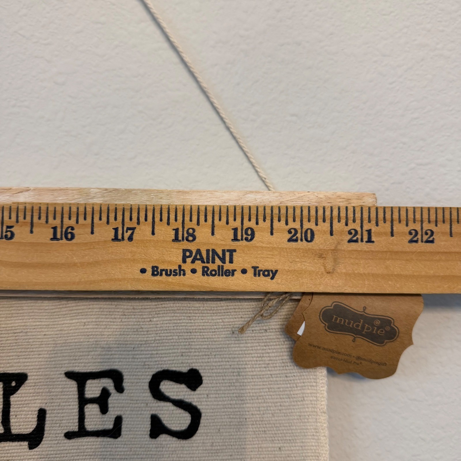 NWT Mud Pie House Rules Fabric Wall Hanging Sign Farmhouse Tan Extra Large Decor