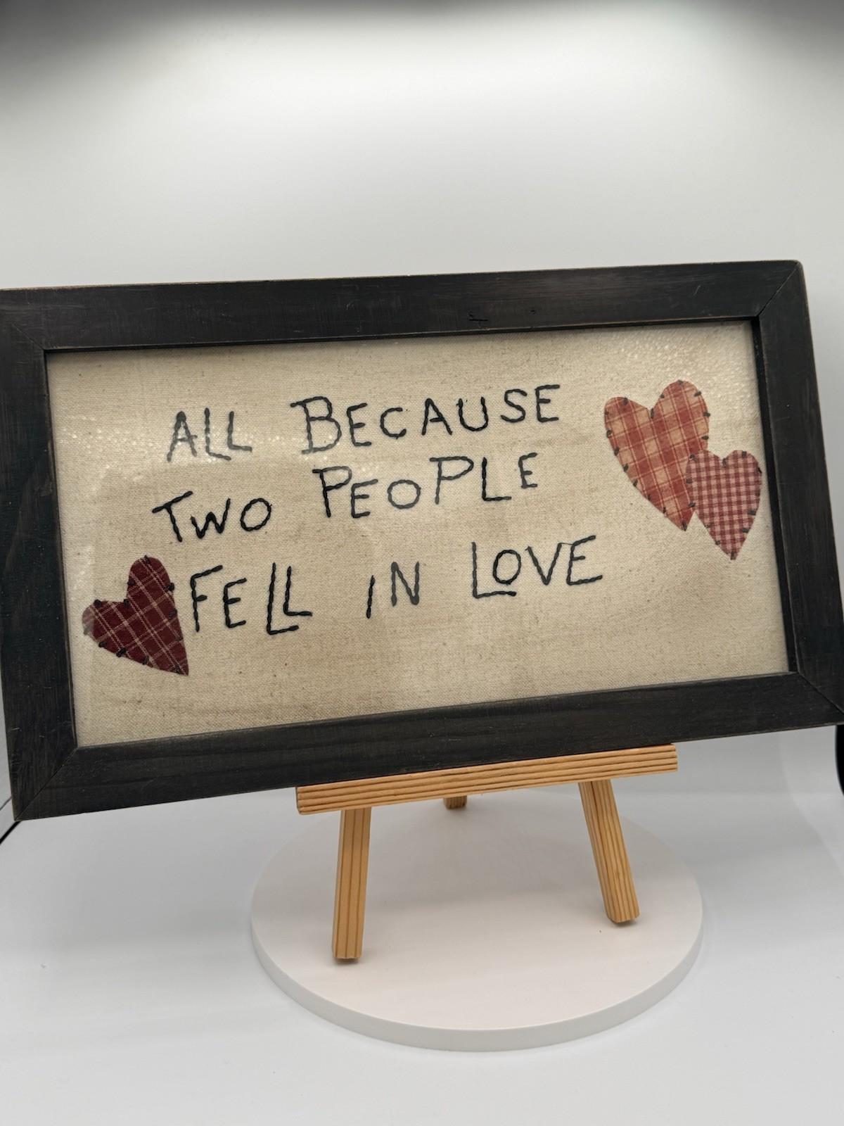 Framed Rustic Love Quote Heart Plaque Sign, Ready to Hang Wall Decor