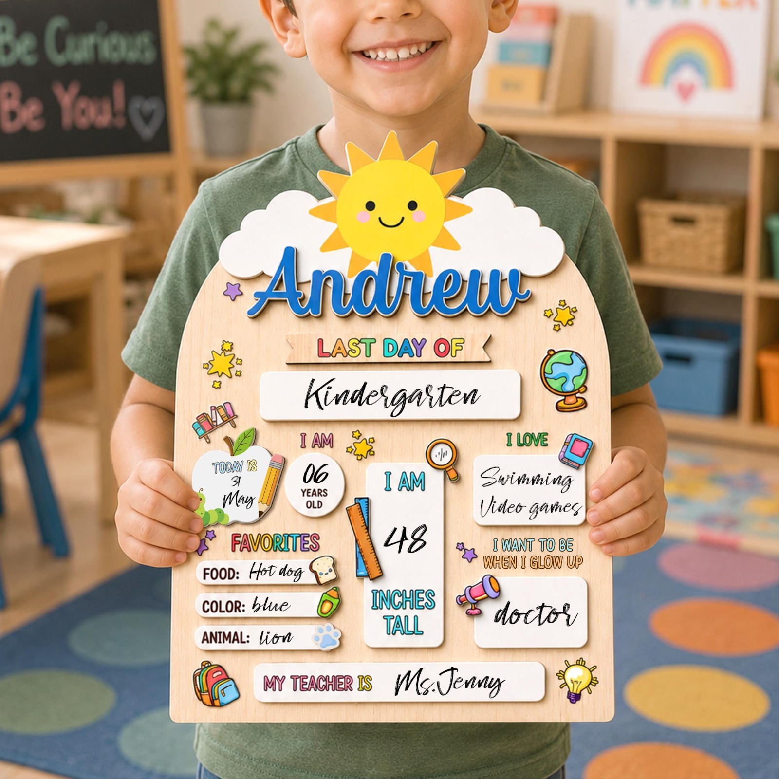 Custom First & Last Day School Sign, Reusable Photo Prop Board
