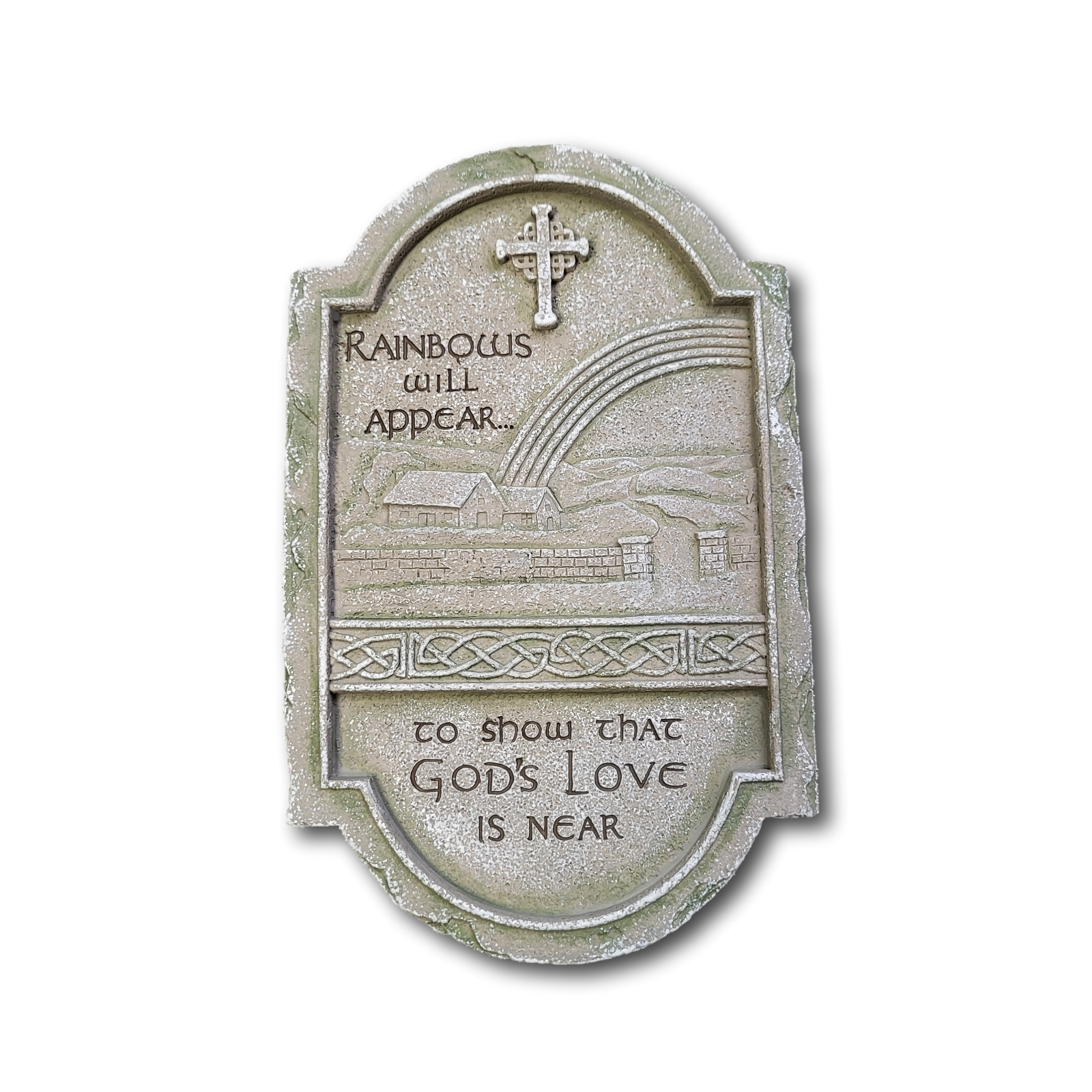 Irish Blessing Stone Plaque w/Ground Stakes «Rainbows Will Appear»