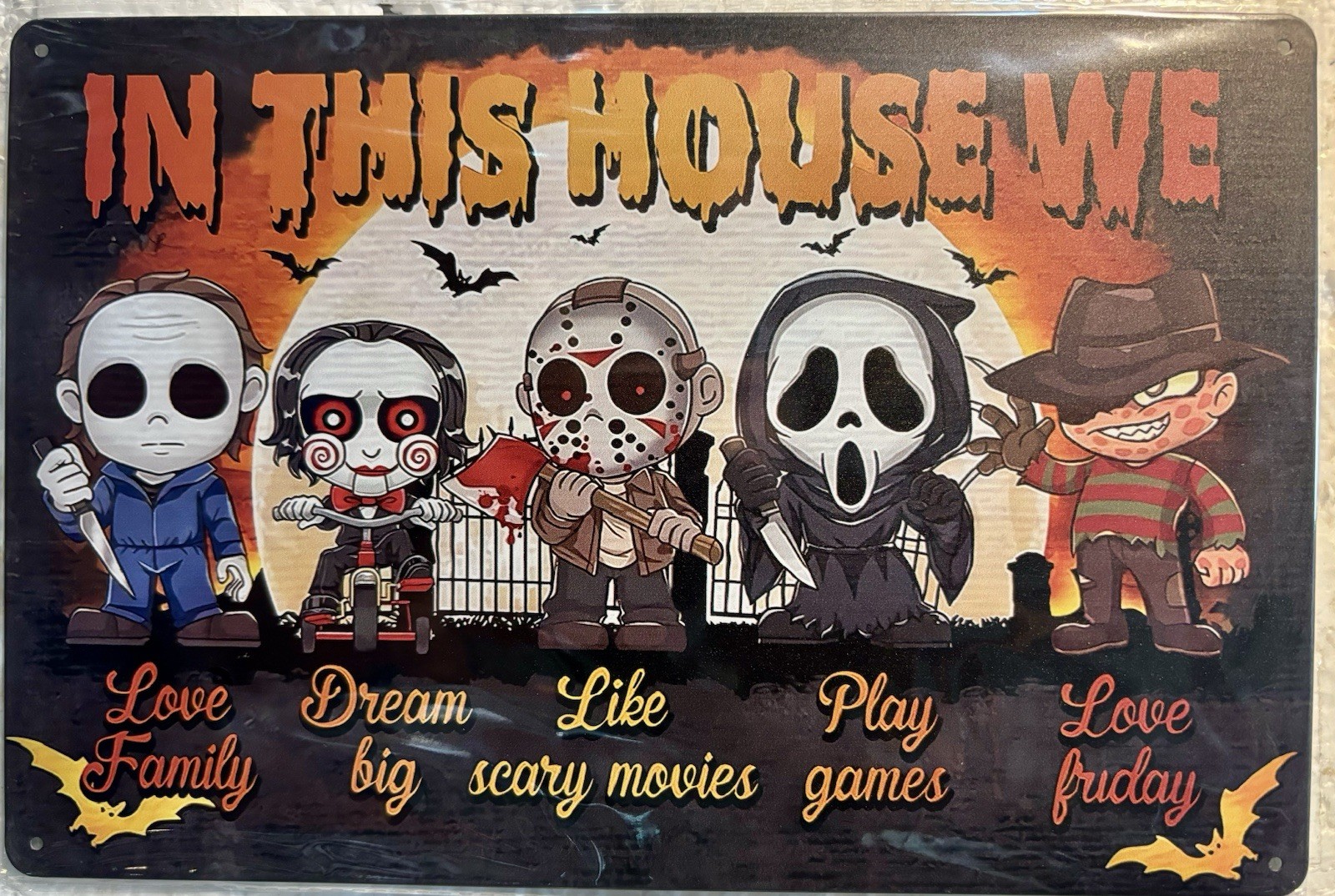 TIN SIGN 8×12 Child Monsters Killers Funny Family Love Play Dream Movies DD18