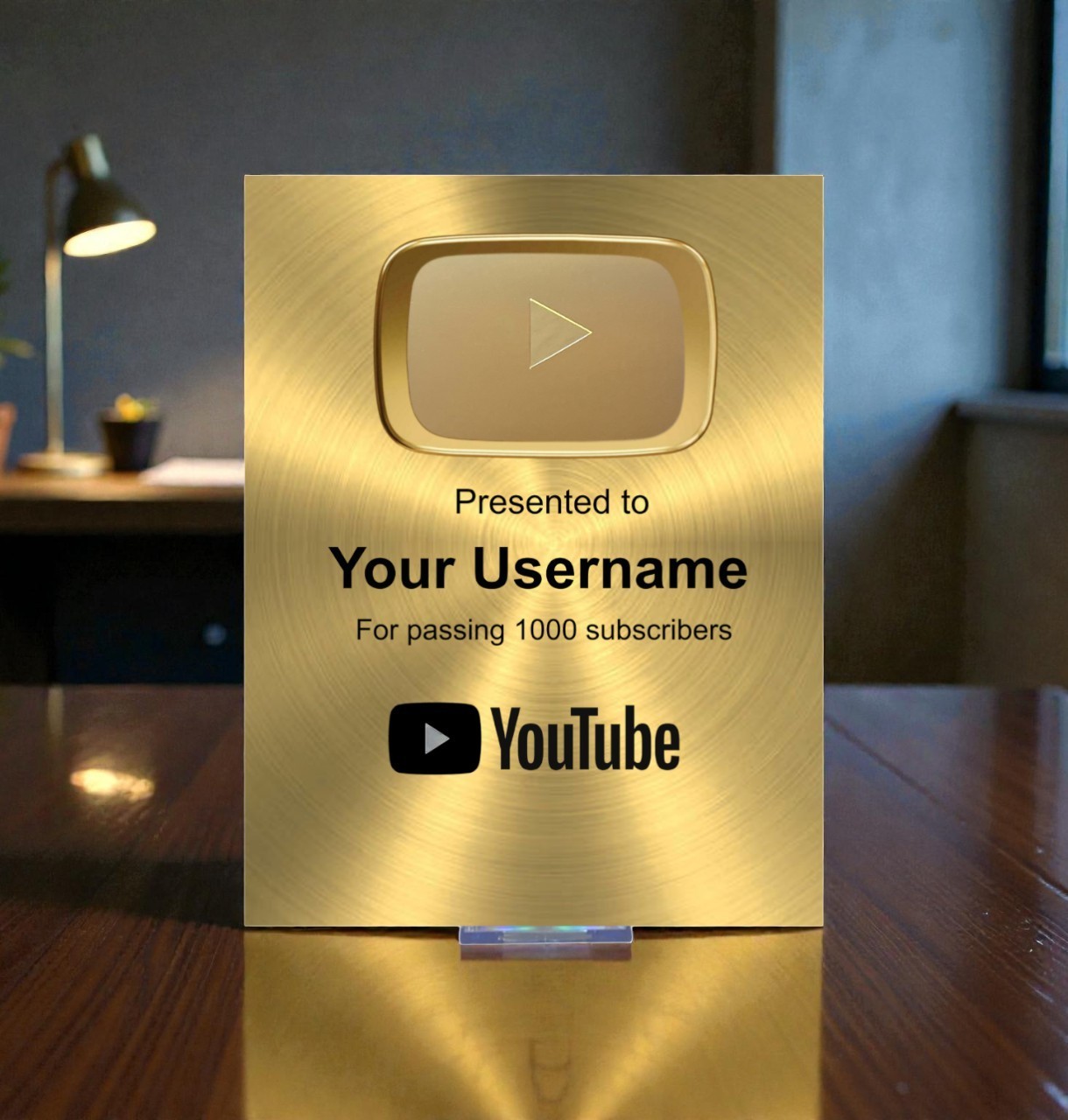 Gold YouTube 3D Customized Award | 8×10 Photo Plaque | Made of Metal