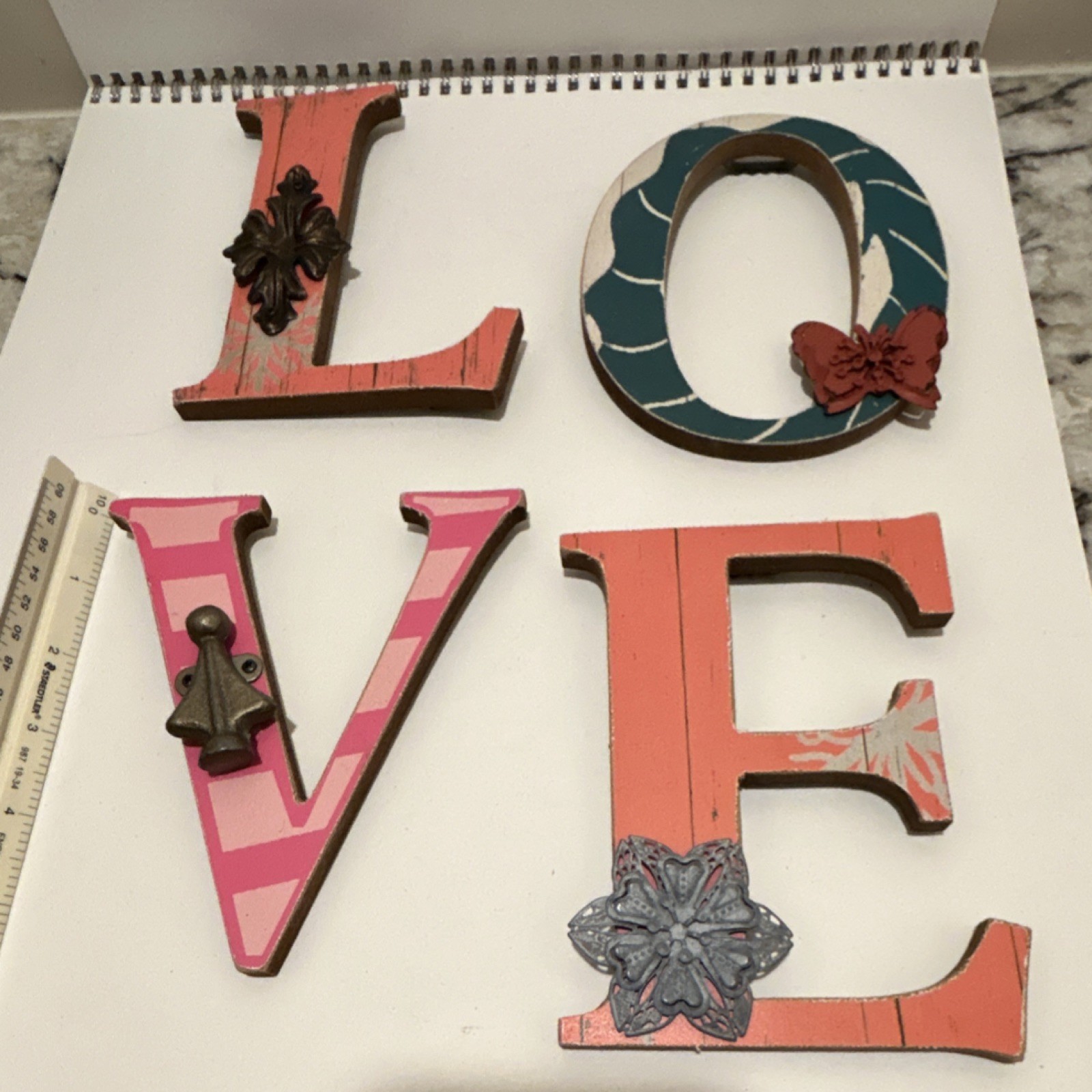 Decorative Multicolor ‘LOVE’ Wall Letters Wood Metal Plaque Set for Any Room