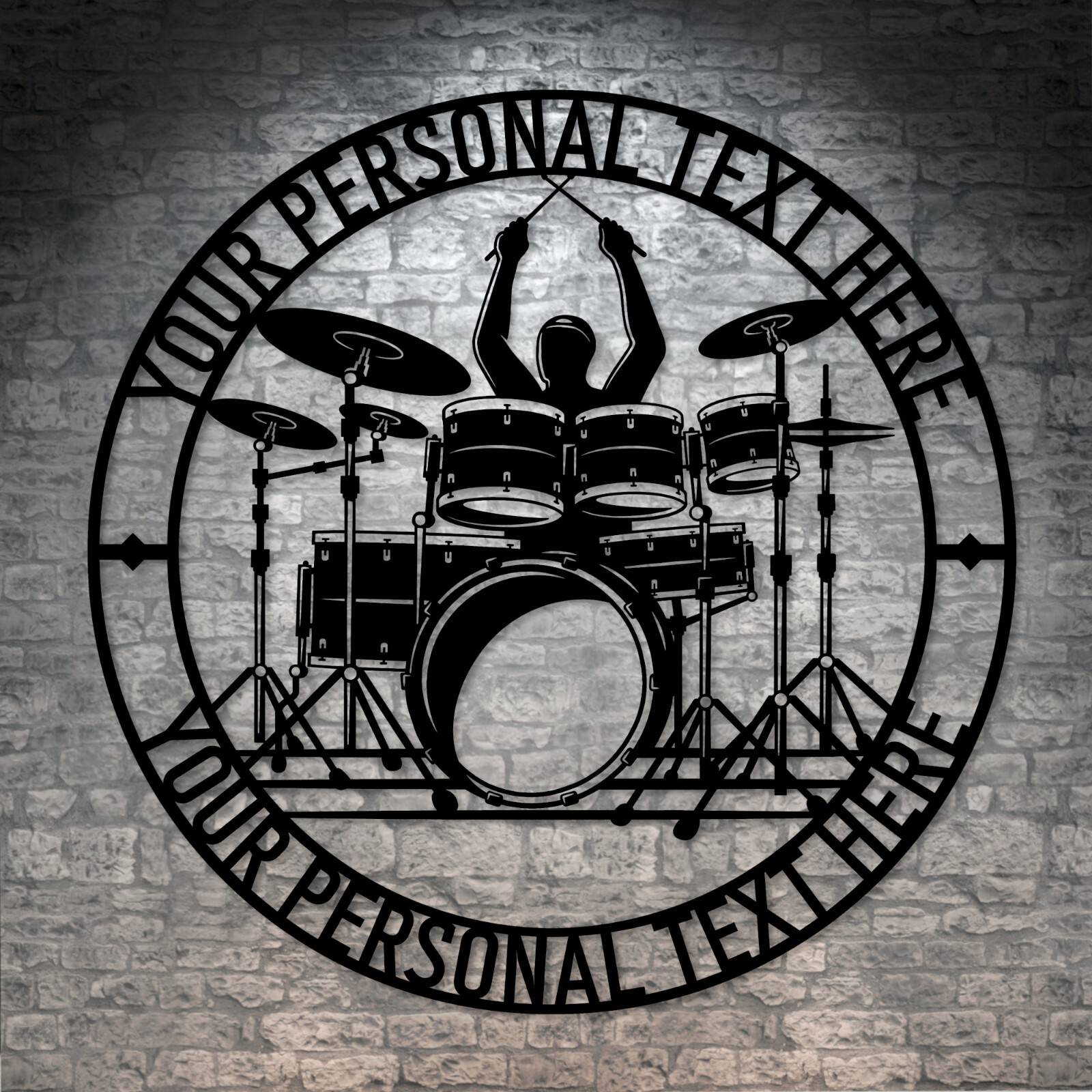 Personalized Drum Player Name Metal Sign Gift. Custom Drummer Wall Decor Gift.