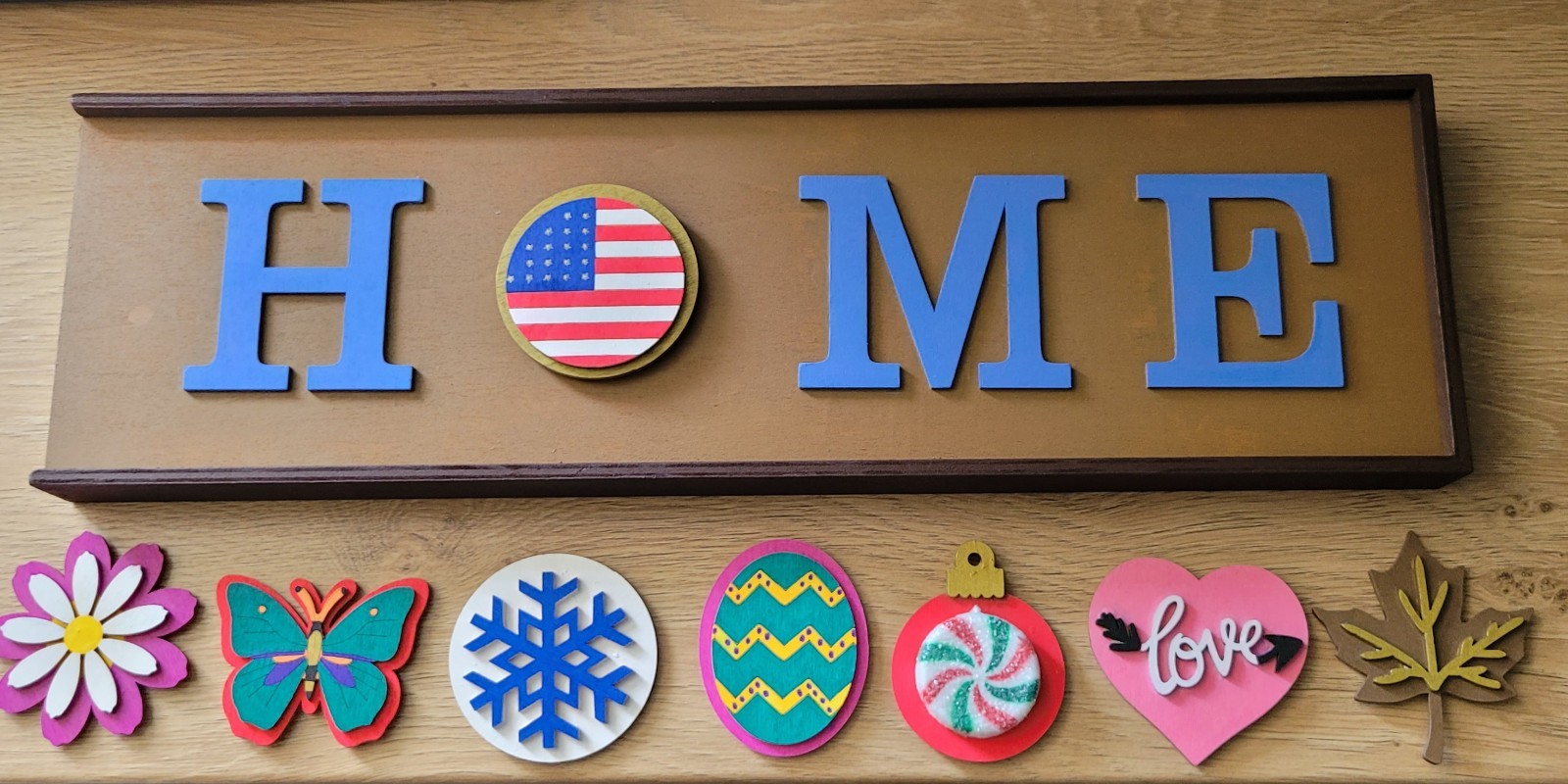 Hand Painted HOME Wooden Decorative Wall Sign