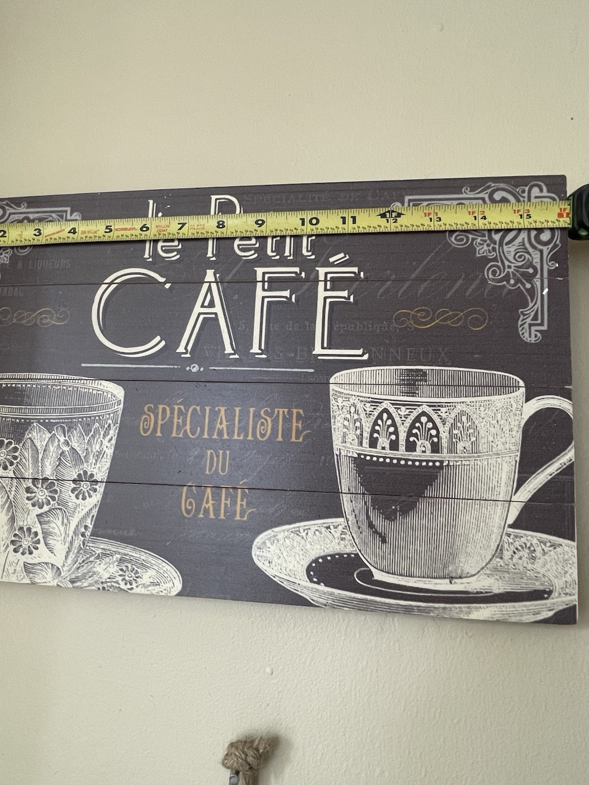 French Café Coffee Decorative Wood Wall Plaque, Floral, 15×9.5 in