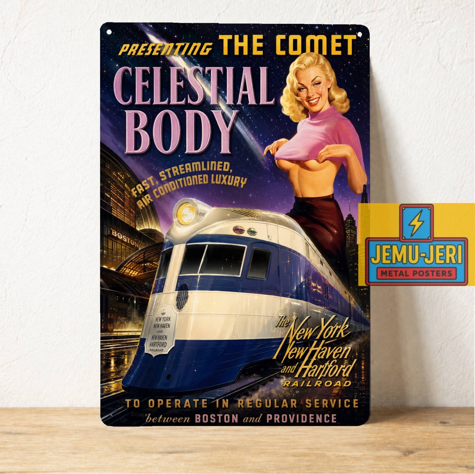 The Comet New Haven Railroad Pin-Up Metal Poster Tin Sign 20x30cm