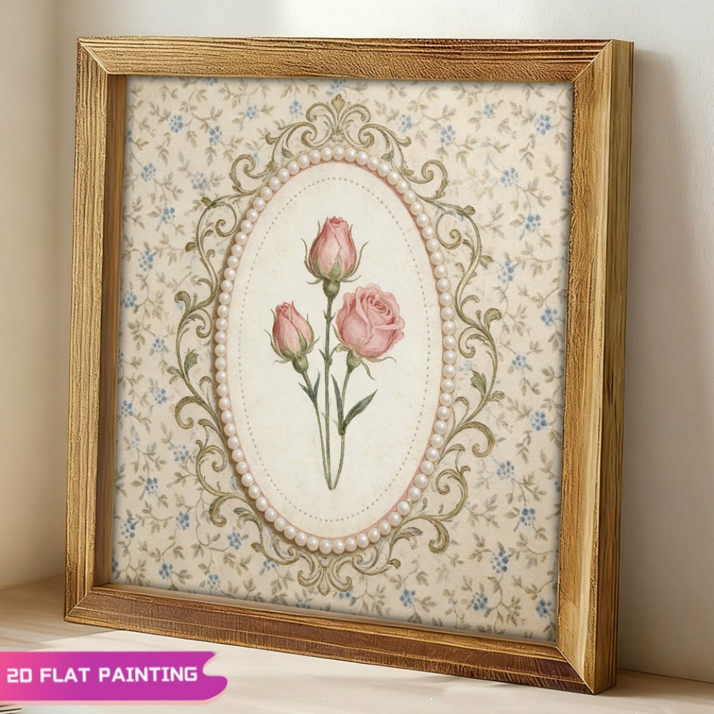 Pink Rose Floral Wooden Sign Rustic Vintage Farmhouse Decor for Bedroom Cafe