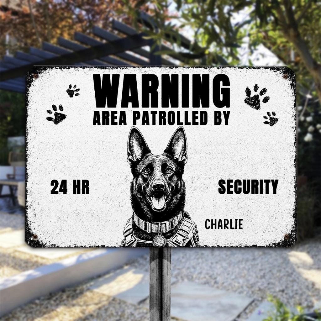 Custom Funny Photo Warning Metal Sign, Dog Lover Gift, Outdoor Welcome Decor