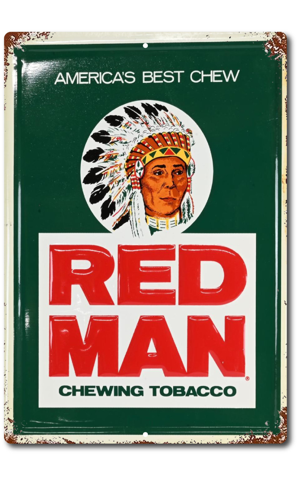 Rust Look Red Man Chewing Tobacco Advertising Farmhouse Decor Country Bar Wall