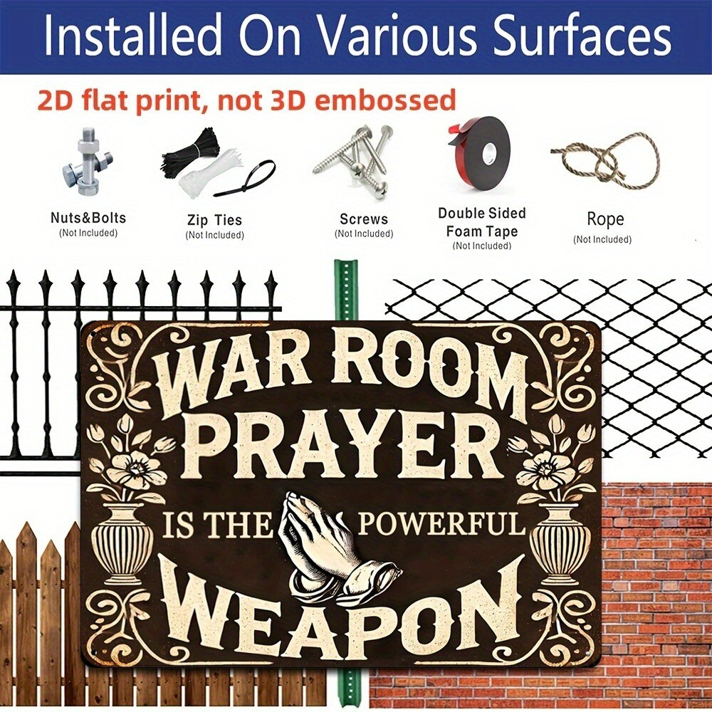 War Room Prayer Is The Powerful Weapon Tin Sign 8″x12″ Tin Metal Sign Retro Art