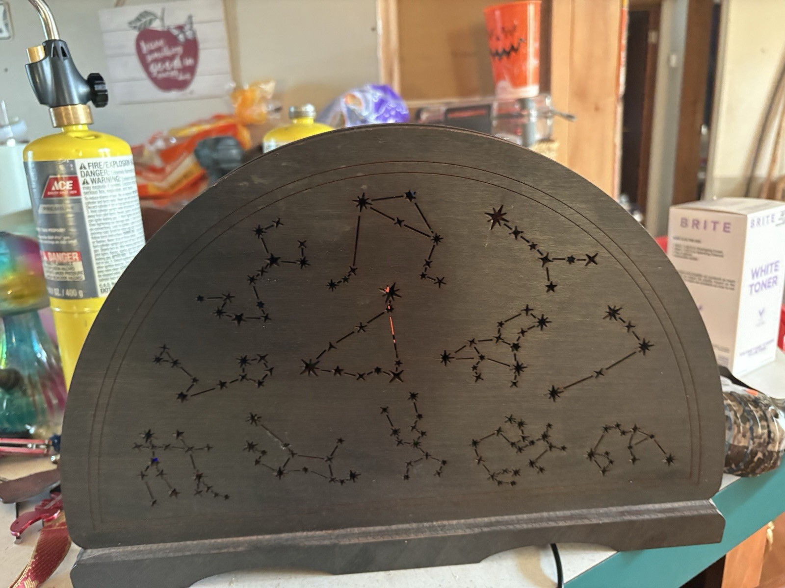 Engraved Wooden Arch Plaque Constellations Stars Free Standing