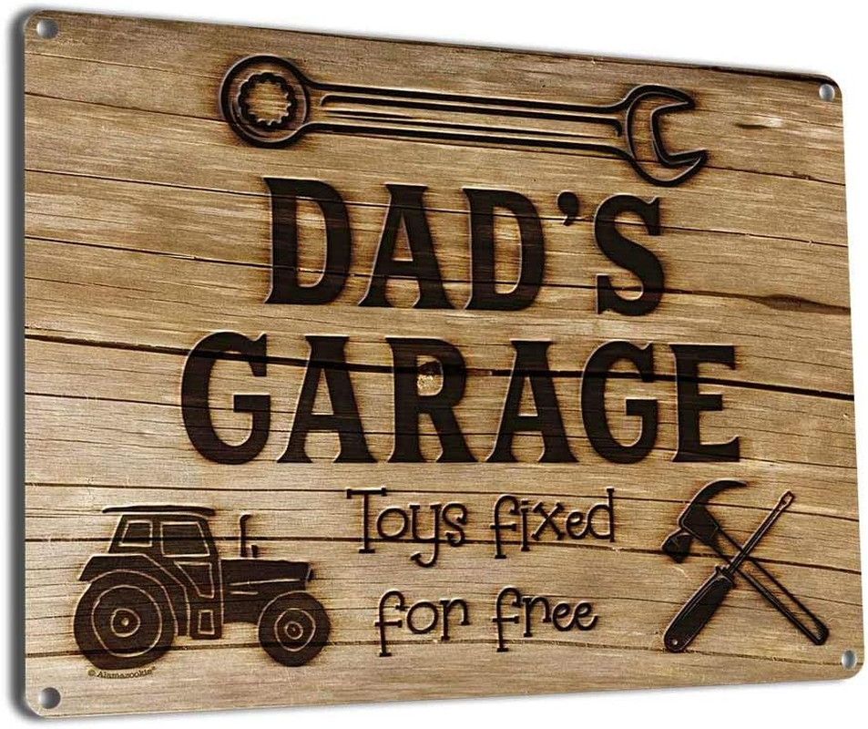 Dad’S Garage Toys Fixed for Free, 8.5 X 11.5 Inch Aluminum Sign, Vintage Worksho