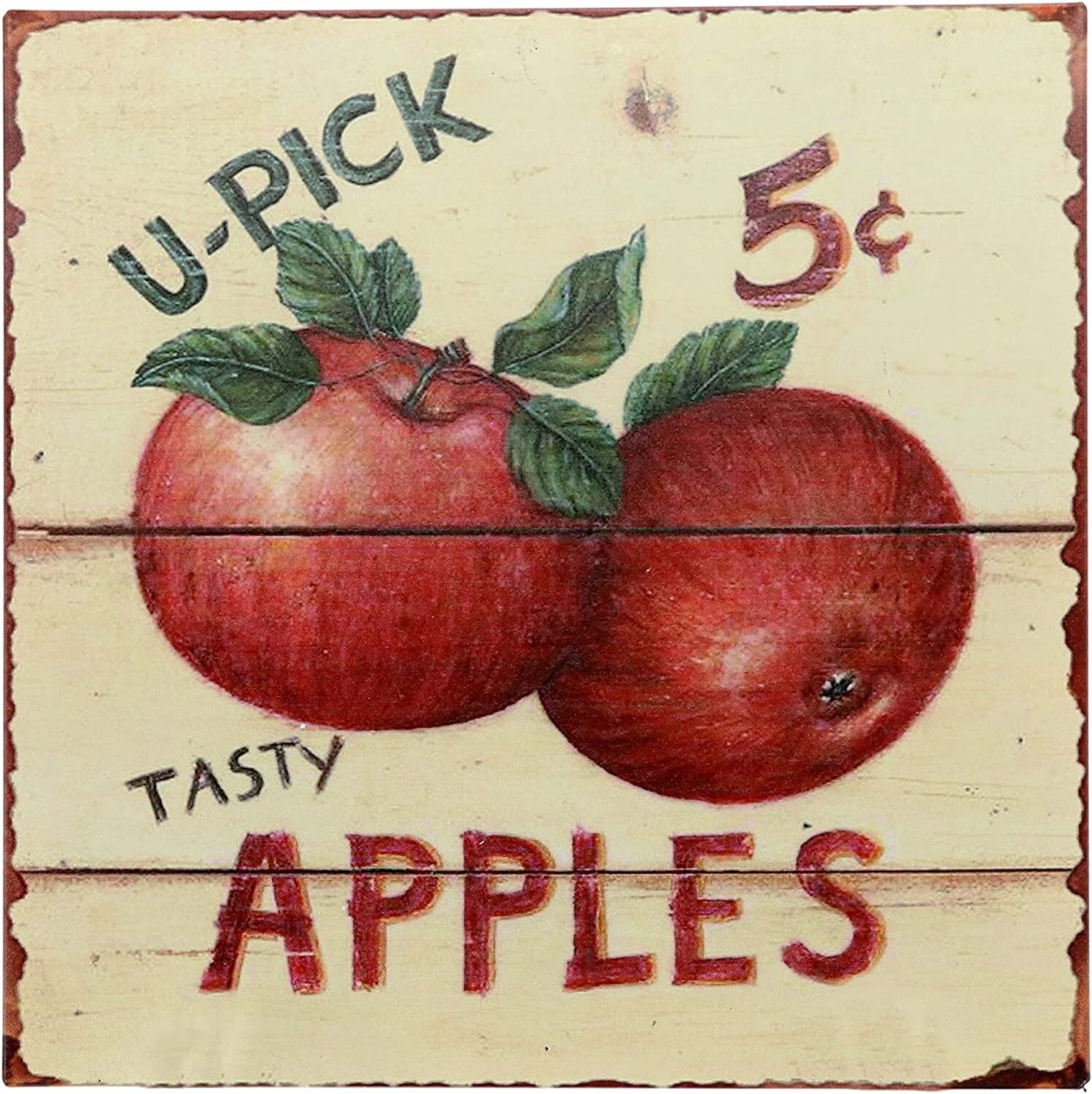 Vintage Retro Look Metal Apples Wall Sign 11 x 11″- Barnyard Designs Home Decor