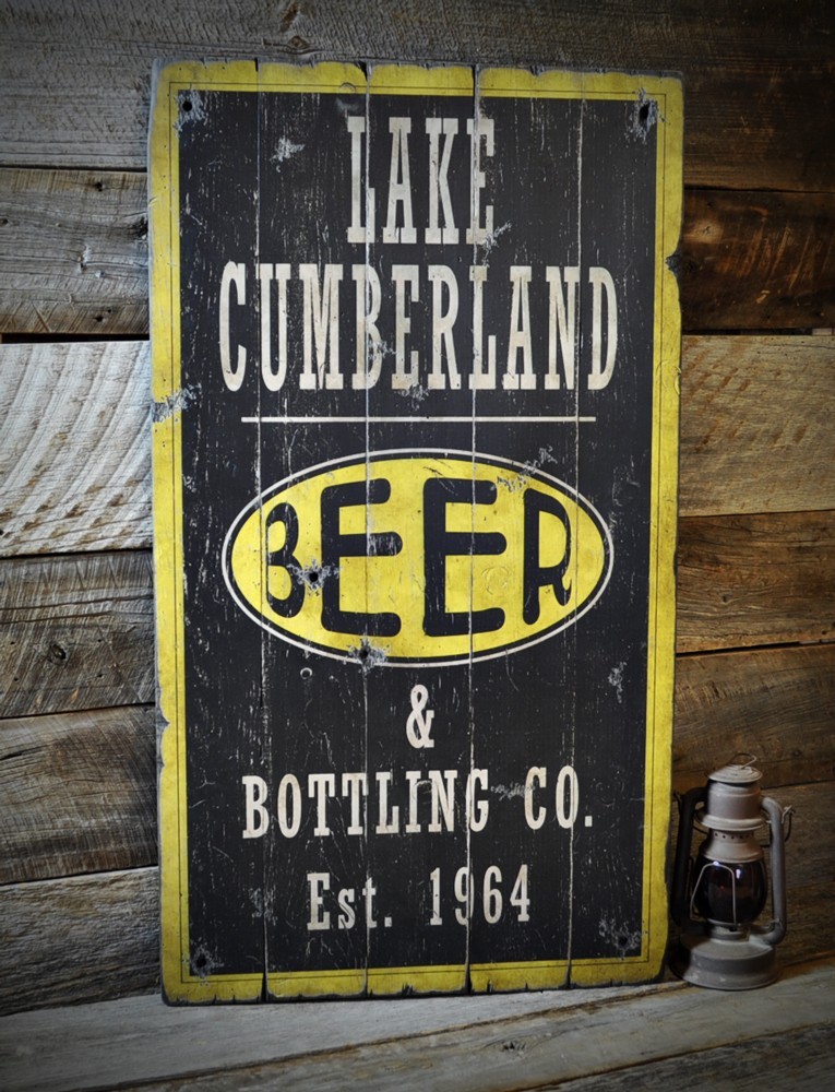 Custom Lake House Beer Bottling Sign – Rustic Hand Made Wooden Sign