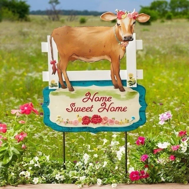 The Pioneer Woman Home Sweet Home Cow Lawn Stake 13 x 21.7 in NEW