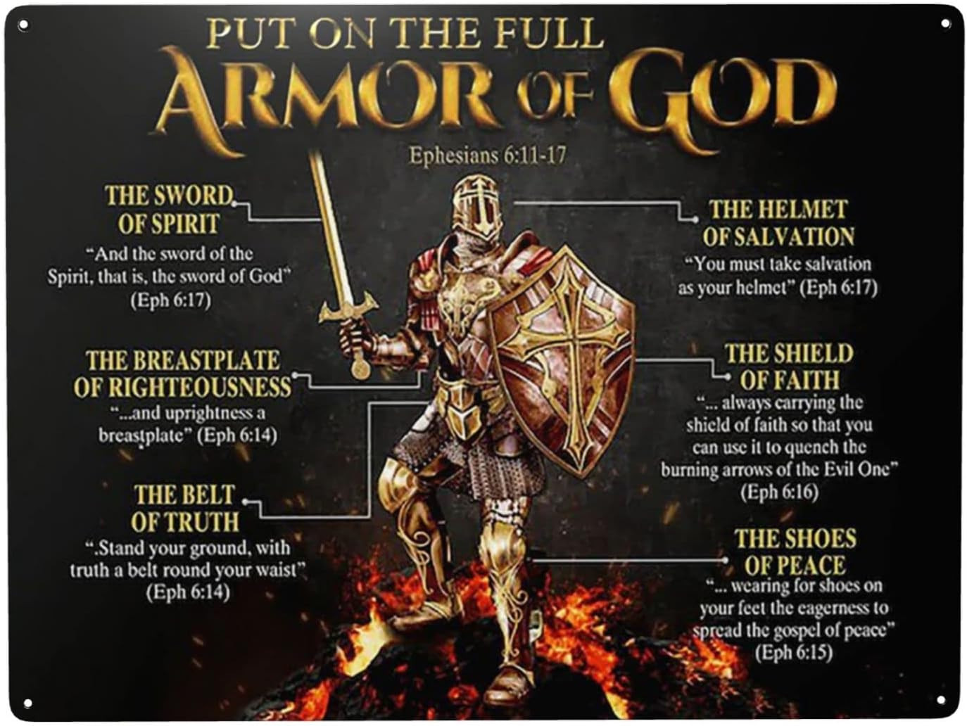 Armor of God Tin Metal Sign Wall Decor Fun Decoration for Home Kitchen Bar Room