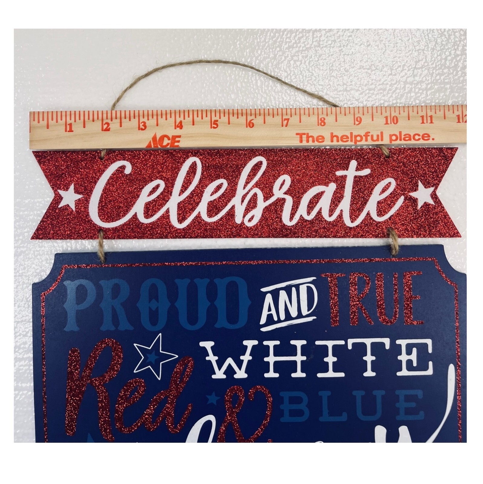Patriotic Wall Decor Wood Hanging 12’’ x 13’’ Sign Celebrate America Memorial