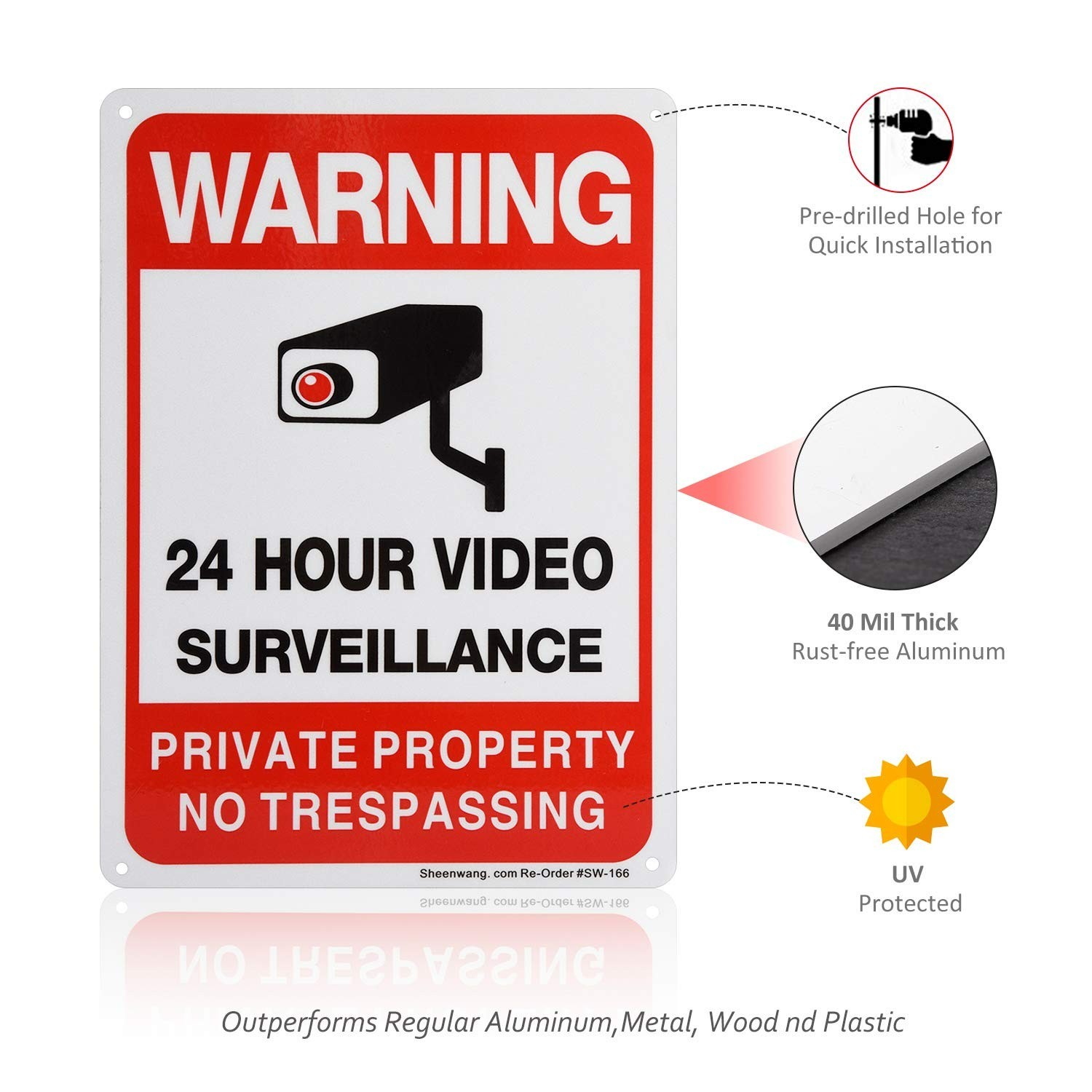 Elegant Outdoor Security – 4-Pack 10×7 No Trespassing Signs, Easy Installation