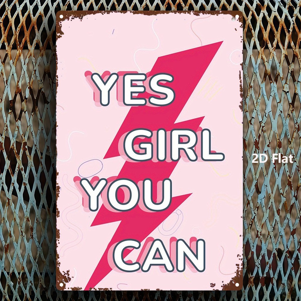 Yes Girl You Can Metal Sign Motivational Wall Decor for Girls Bedroom Dorm Gift