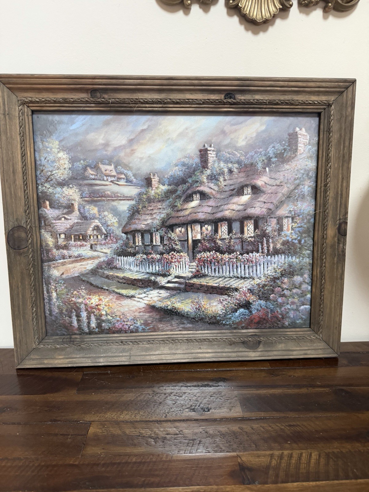 Large Rustic Farmhouse Wood Frame Rope Trim Cottage Cabin Decor