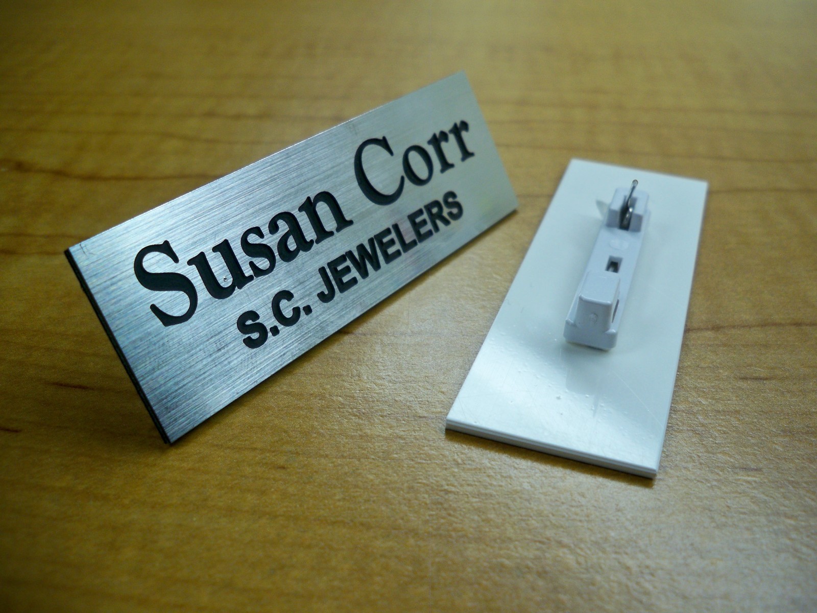 Custom Engraved 1×3 inch Name Tag with Magnetic or Pin Clasp Ohio Made Any Color