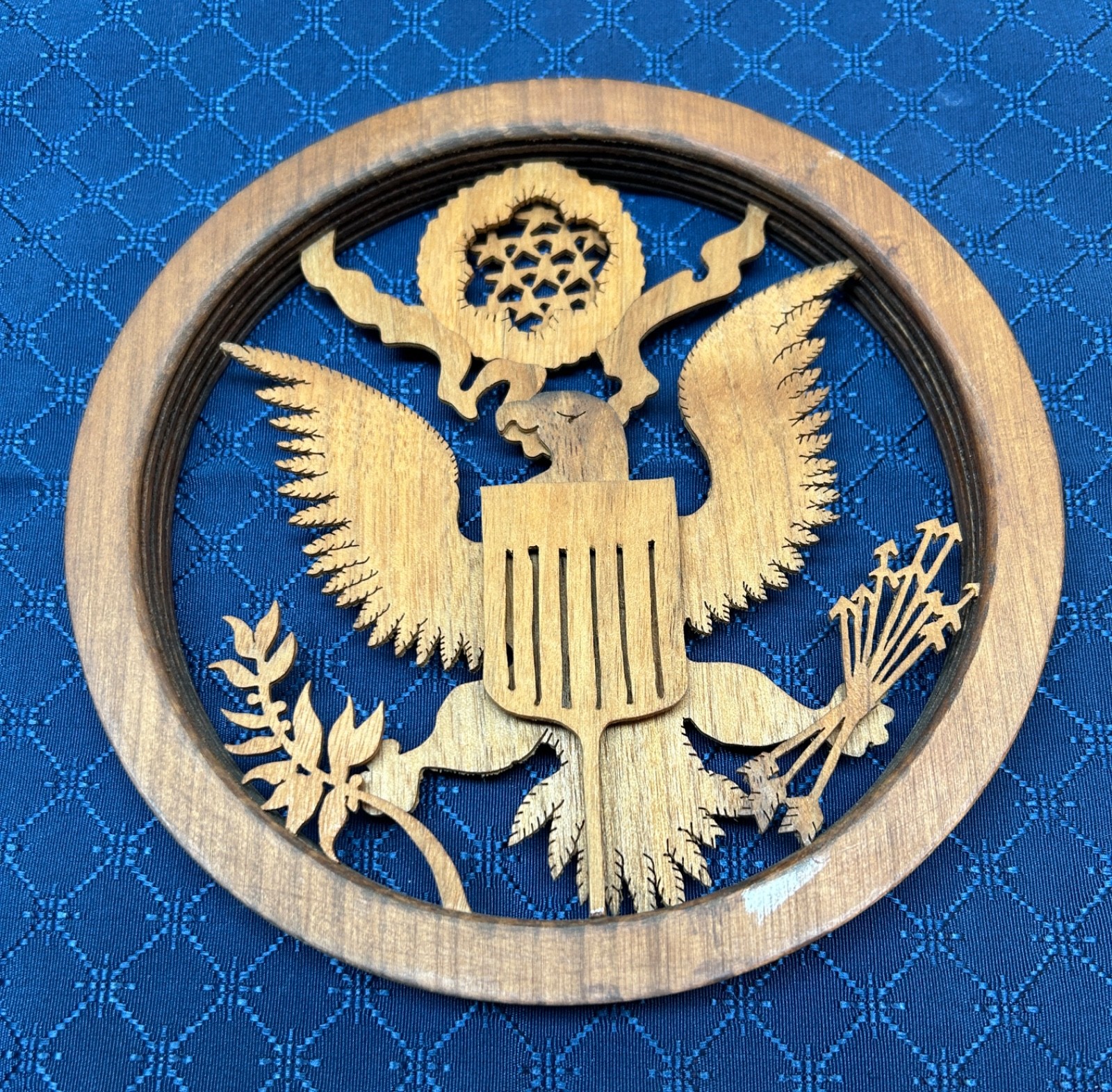 US Army Laser Cut Wood Carving Wall Art | Eagle Shield Emblem Decoration