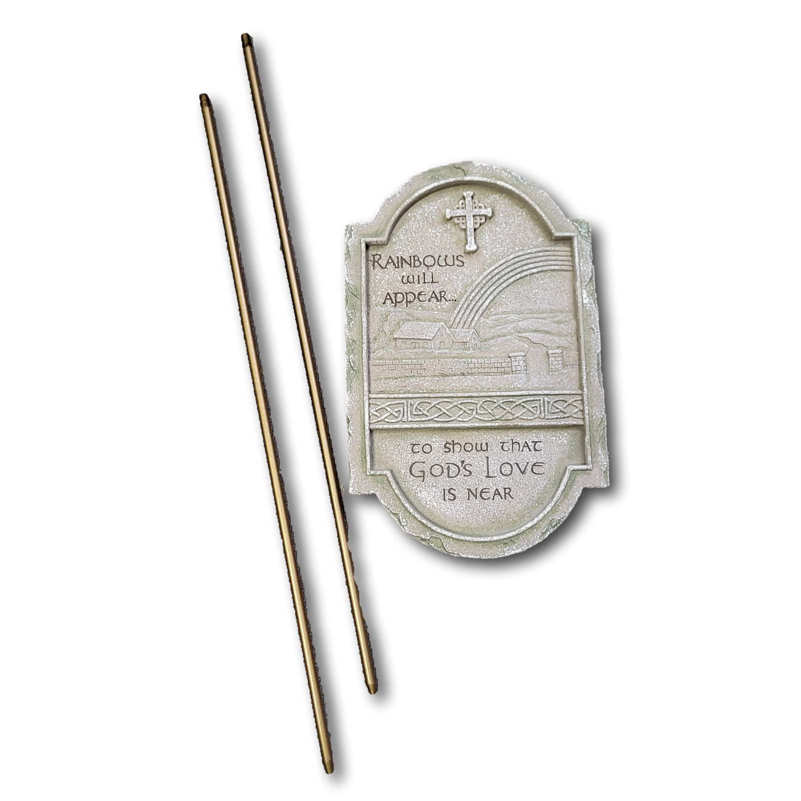 Irish Blessing Stone Plaque w/Ground Stakes «Rainbows Will Appear»