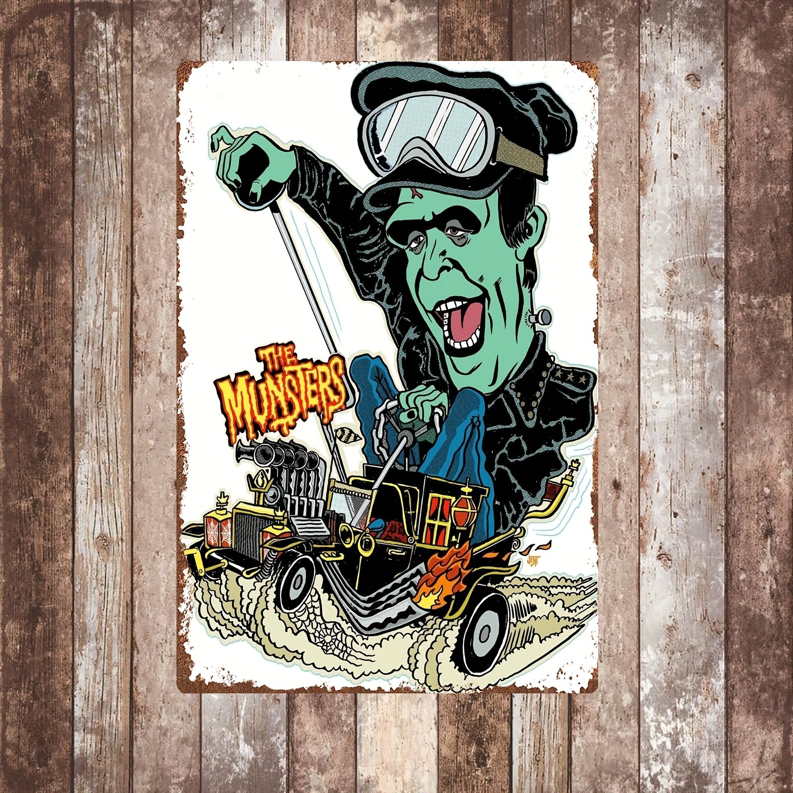 1pc Vintage «The Munsters» Aluminum Tin Metal Signs Wall Art 8×12 Inch – Classic