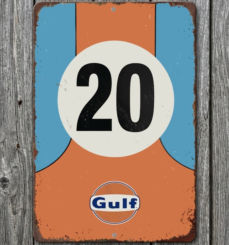 Gulf Racing Team 12 x 18 Vintage Novelty Metal Sign Made In USA New!