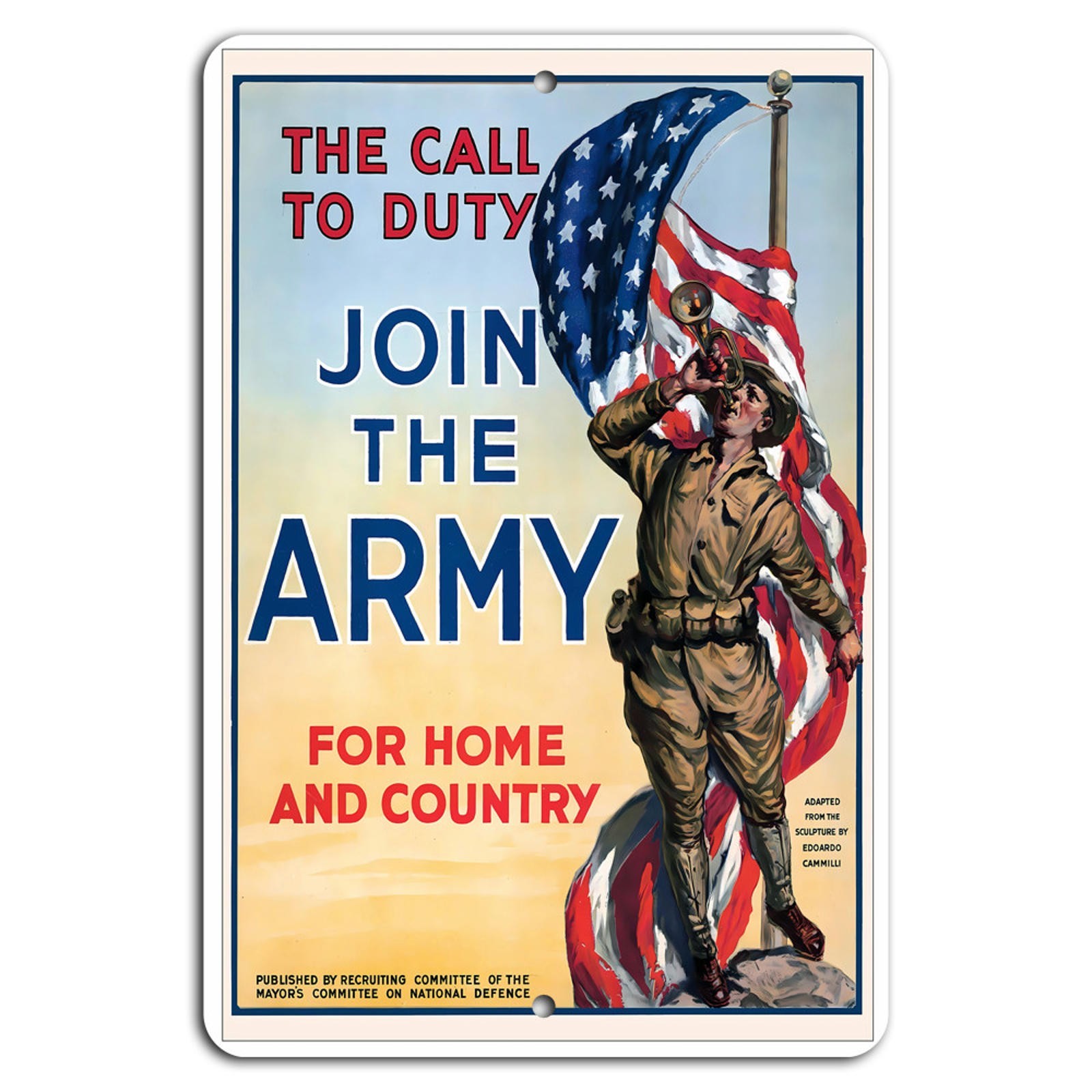 Army Recruitment Sign Aluminum Vintage Military Plaque 8×12 Inch