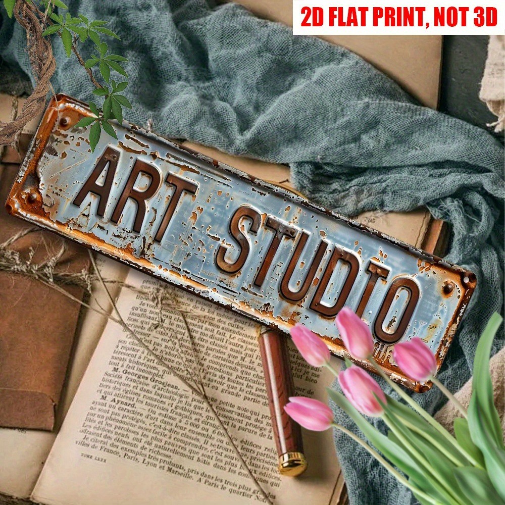 Rustic Art Studio Metal Tin Signs 14×6 Vintage Wall Decor Office Bar Cafe Garage